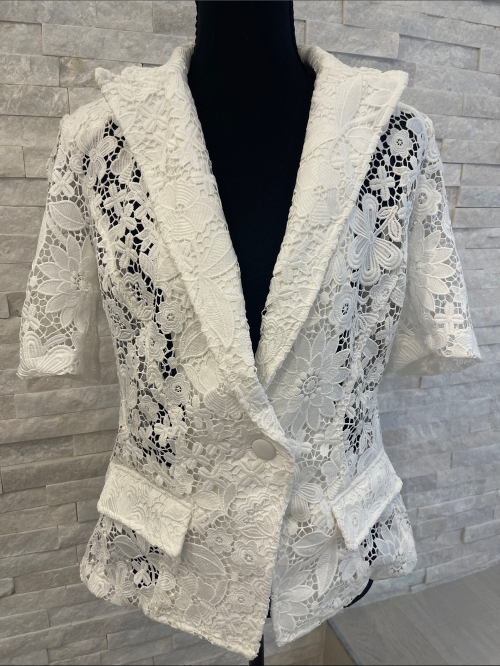 Generation Love White Lace Short Sleeve Blazer